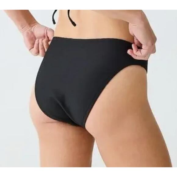 2/$15 NWT J. Crew Ribbed High-Rise Cheeky Bikini Bottom Black High-Cut Size S - Picture 4 of 11